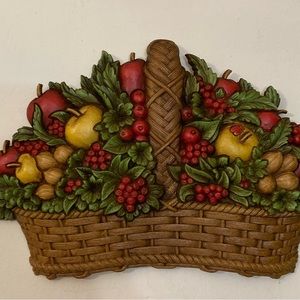 Vintage Homco fruit basket wall hanging